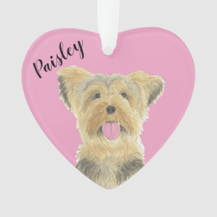 Adorno Personalizado Pink Heart Yorkie Yorkshire Terrier