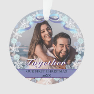 Adorno Personalizado primera Navidad juntos Snowflakes Ri