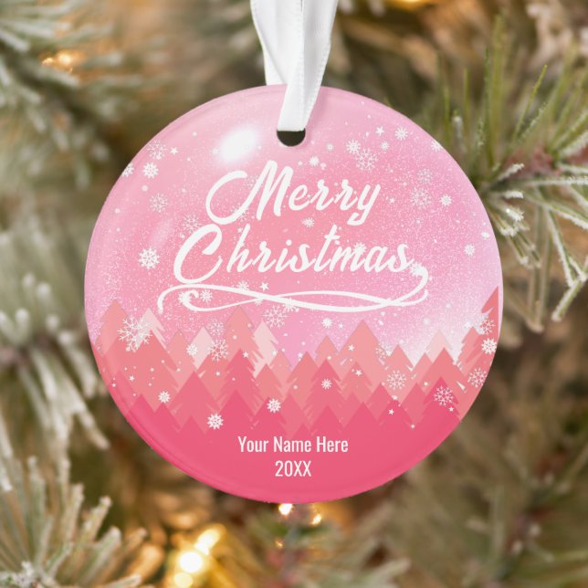 Adorno Personalizado Rosa Pacífica Nieve Forestal Feliz N (Árbol)