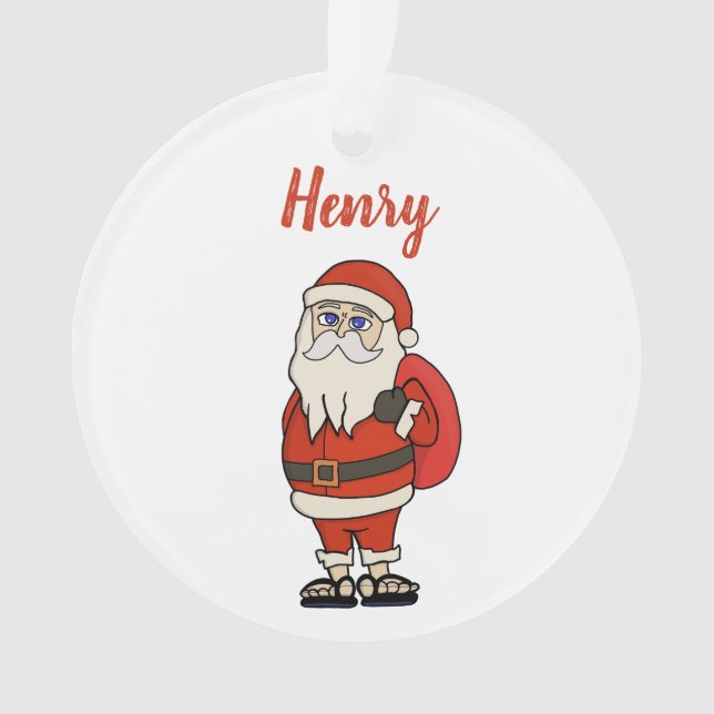 Adorno Personalizado Santa Claus Navidades Flip Flops (Anverso)