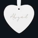Adorno Personalizado Script Nombre Corazón Acrílico<br><div class="desc">Nombre del guión Ornamento simple del corazón. Año tras año. Acrílico.</div>