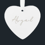 Adorno Personalizado Script Nombre Corazón Acrílico<br><div class="desc">Nombre del guión Ornamento simple del corazón. Año tras año. Acrílico.</div>