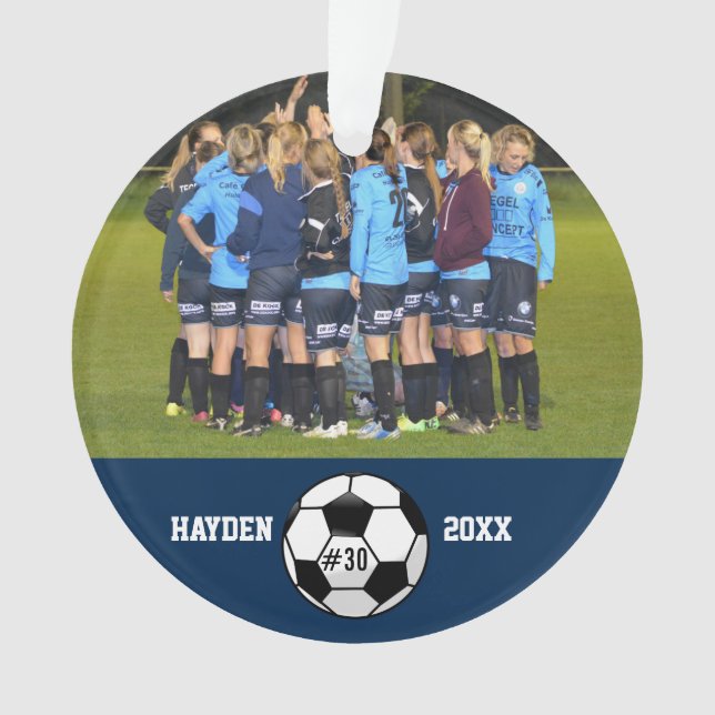 Adorno Personalizado Soccer Collage de fotos Nombre númer (Anverso)