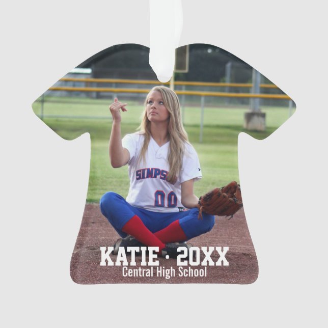 Adorno Personalizado Softball Player Photo Name Team Numb (Anverso)