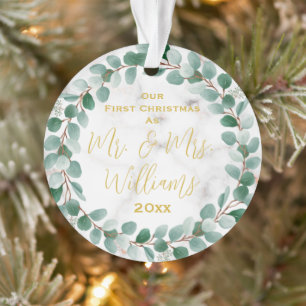 Adorno Personalizado Sr. y Sra. Nuestra Primera Navidad C