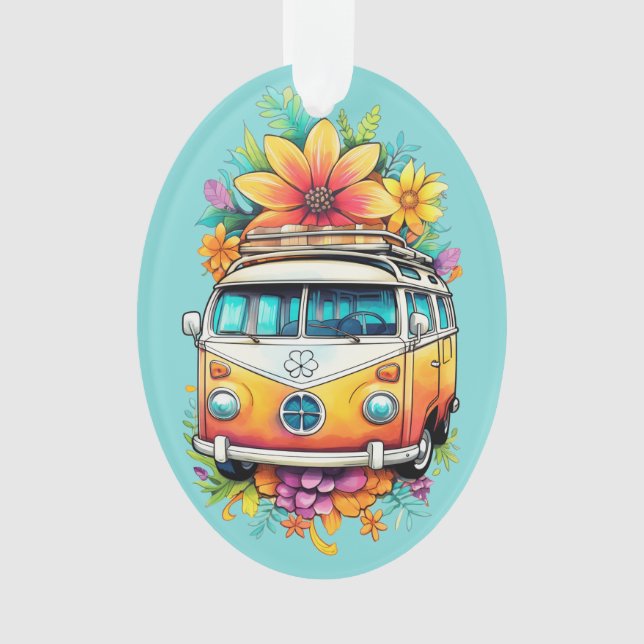 Adorno Personalizado Texto Hippie Van (Anverso)