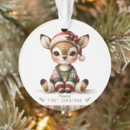 Adorno Personalized Baby Deer in Plaid Sweater
