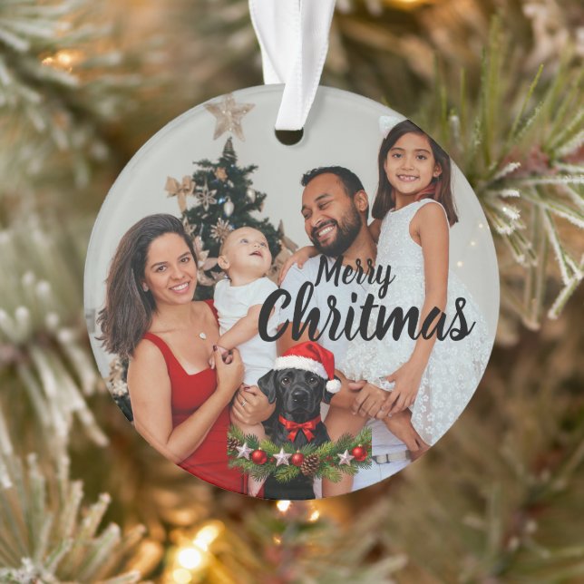 Adorno Personalized Family Photo Ornament with Dog (Árbol)