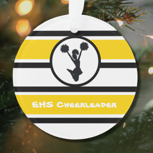 Adorno Personalized Gold and Black Cheerleader Ornament