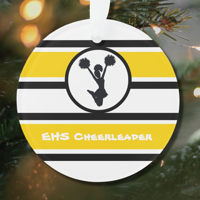 Adorno Personalized Gold and Black Cheerleader Ornament (Subido por el creador)