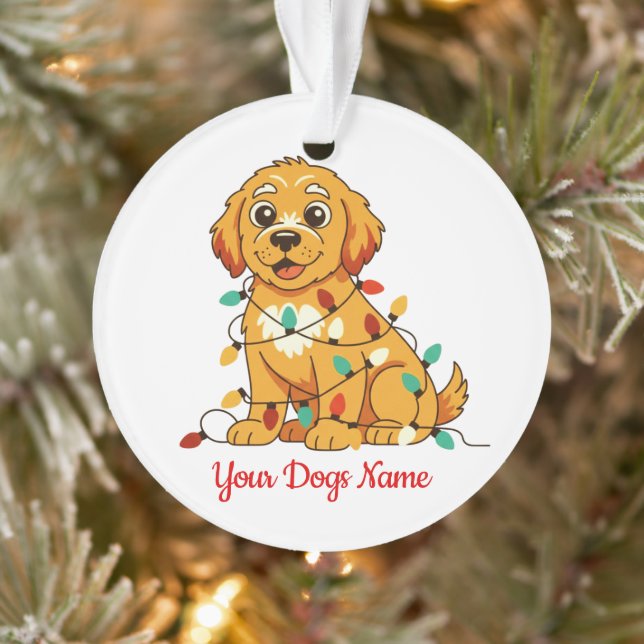 Adorno Personalized Golden Retriever Acrylic Ornament (Árbol)