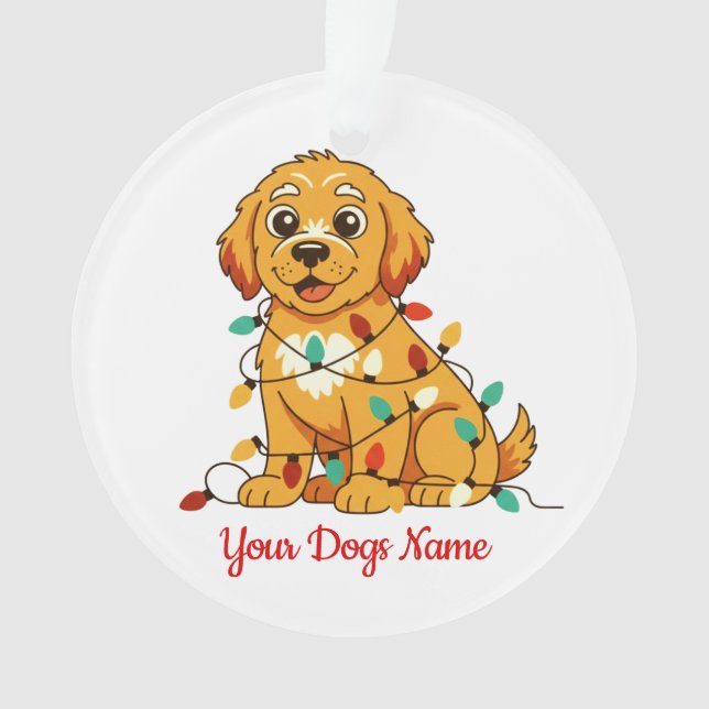 Adorno Personalized Golden Retriever Acrylic Ornament (Anverso)