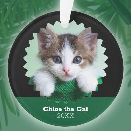 Adorno Personalized Green and Black Photo of Cat on