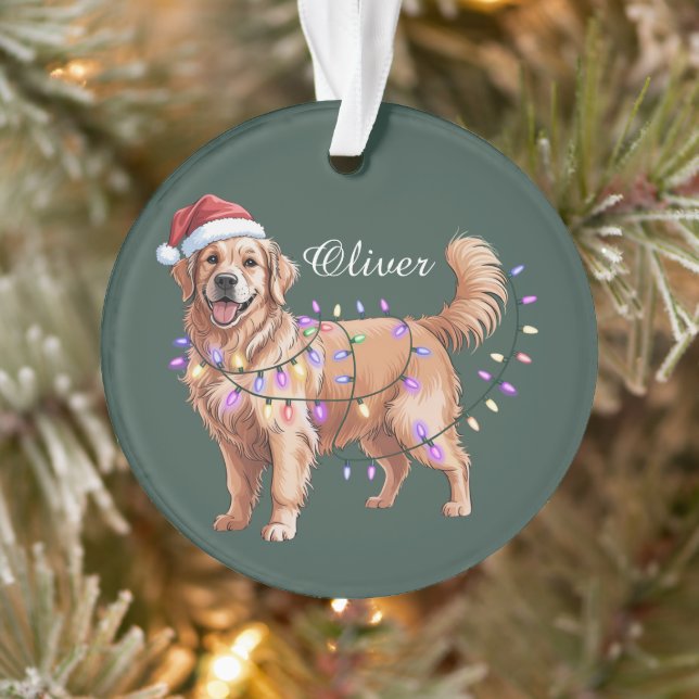 Adorno Personalized Name Christmas Golden Retriever Dog  (Árbol)