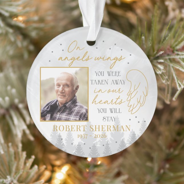 Adorno Personalized On Angels Wings Photo Ornament (Árbol)