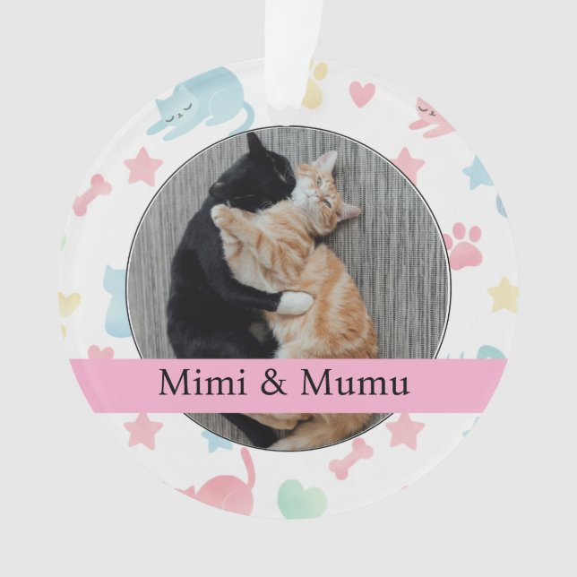 Adorno Personalized Ornament – Mimi & Mumu Cats (Anverso)