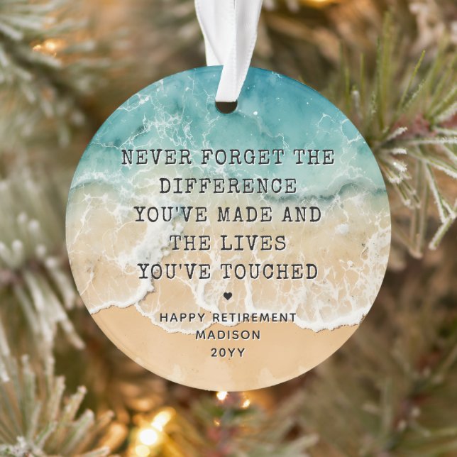 Adorno Personalized Retirement Modern Blue Ocean Beach (Árbol)