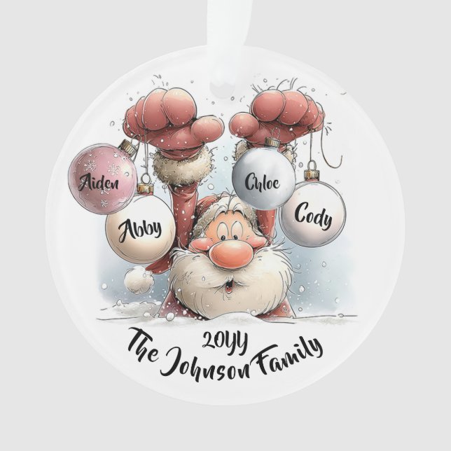 Adorno Personalized Santa in Snow Acrylic Ornament (Anverso)