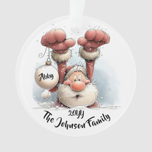 Adorno Personalized Santa in Snow Acrylic Ornament (Anverso)
