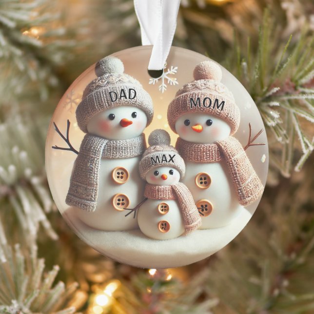 Adorno Personalized Snowman Family Ornament (Árbol)