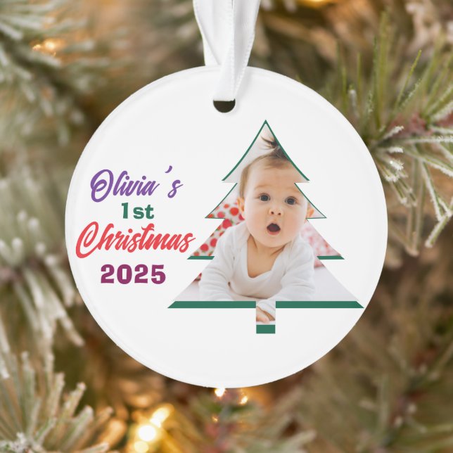 Adorno Personlized Photo Olivia's 1st Christmas Tree  (Árbol)