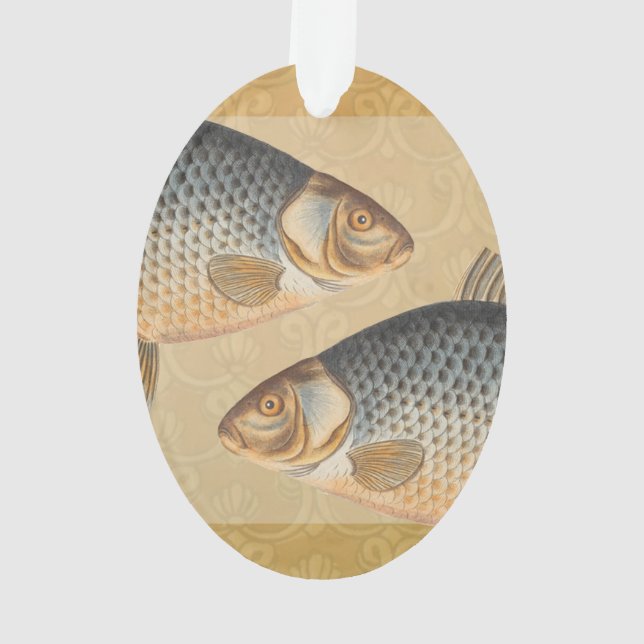 Adorno Pescado de carpa pescar pintura de agua dulce (Reverso)