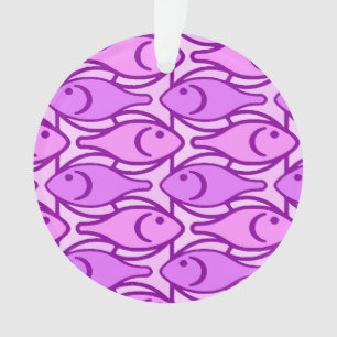 Adorno Pescado moderno, orquídea y violeta de mediados de