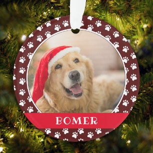 Adorno Pet Photo with Paw Print Pattern with Name