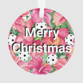 Adorno 🌺 🌴 Pickleball tropical con hibisco, con texto