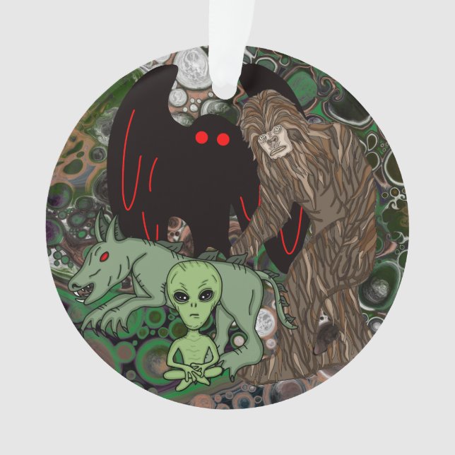 Adorno Pie grande, alienígena, Chupacabra, Mothman (Anverso)