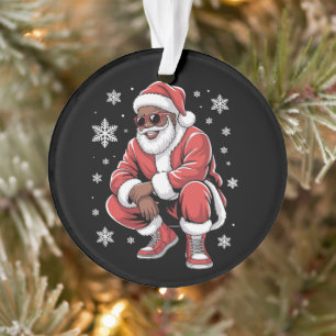 Adorno Pijama de Navidad afroamericano Xmas Afro Santa