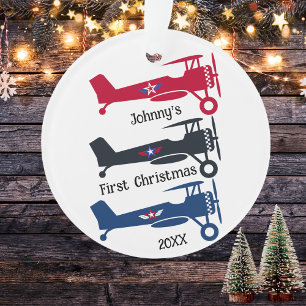 Adorno Piloto Niño Primera Navidad 3 Aviones Personalizad