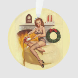 Adorno Pin Up Chicas Navidades por la chimenea