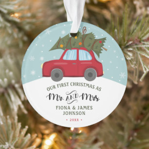 Adorno Pincel Escritura Primera Navidad Coche Rojo