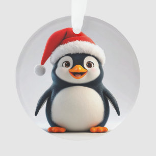 Adorno Pingüino de dibujos animados alegre con sombrero d