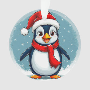 Adorno Pingüino de dibujos animados alegre de Navidad