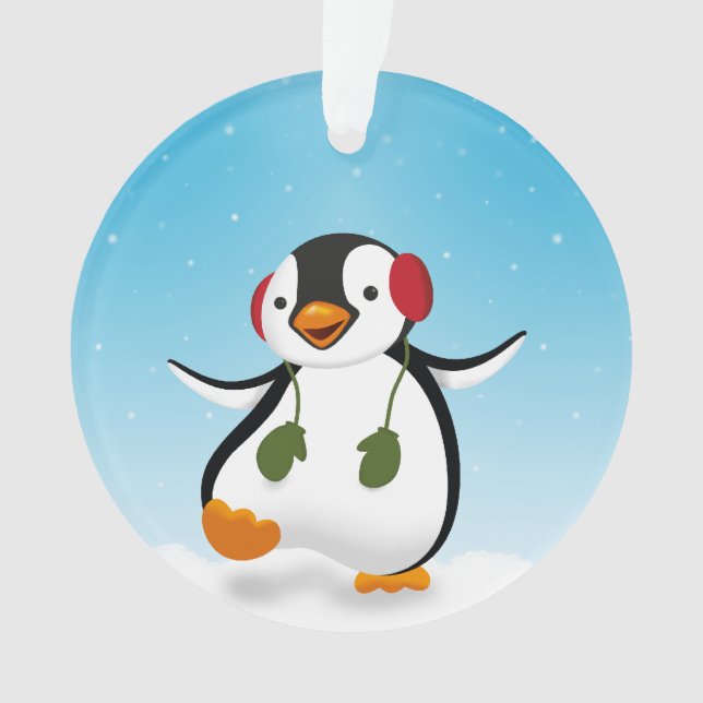 Adorno Pingüino de invierno divertido (Anverso)