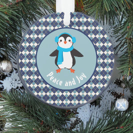 Adorno Pingüino lindo con la paz y la alegría de los aflu