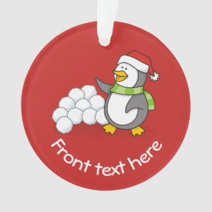 Adorno Pingüino navidad con bolas de nieve ondeando