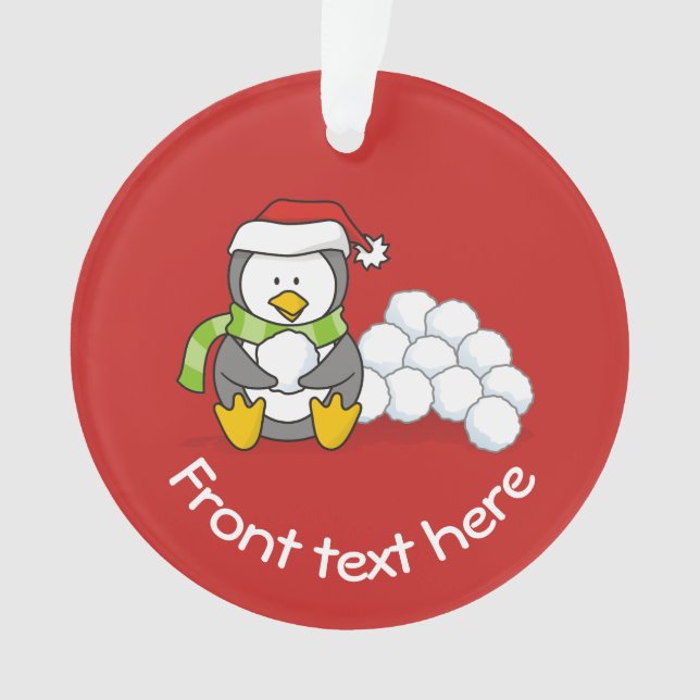 Adorno Pingüino navidad sentado con bolas de nieve (Anverso)