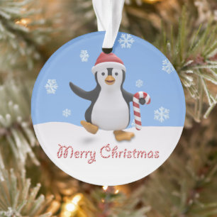 Adorno Pinguino Navideño Adorable con Gorro de Santa y Ba