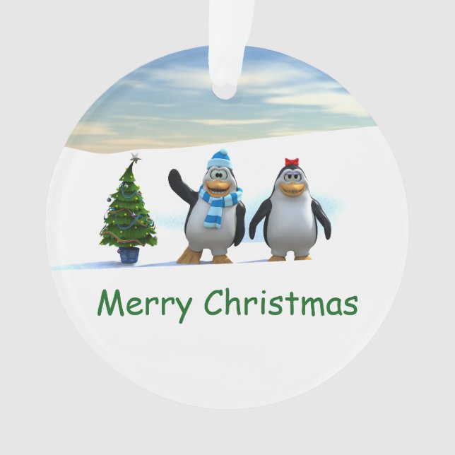 Adorno Pingüino Personalizado con árbol (Anverso)