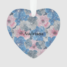 Adorno Pink Blue Flowers Sparkle