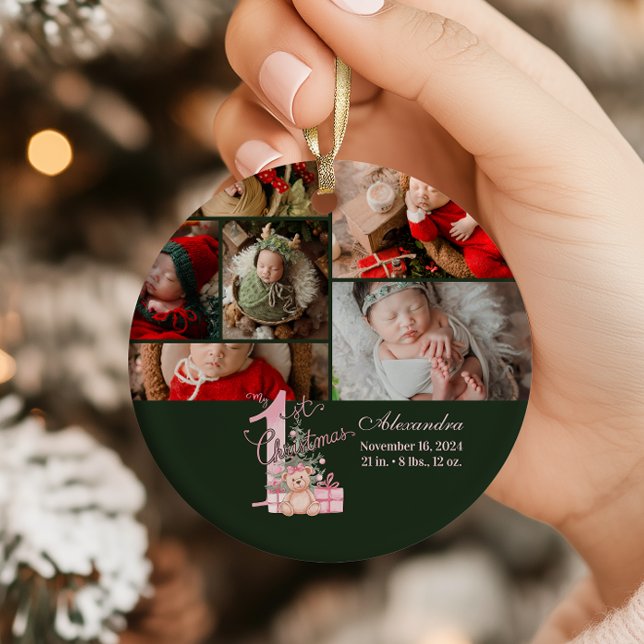 Adorno Pink Green Baby First Christmas (Subido por el creador)
