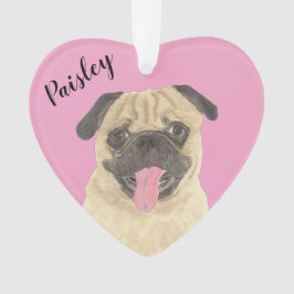 Adorno Pink Heart Pug personalizado
