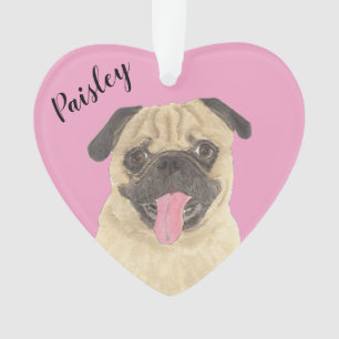 Adorno Pink Heart Pug personalizado