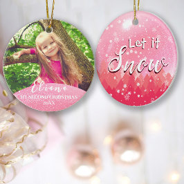 Adorno Pink Let it Snow Baby 2do Navidades Personalizado