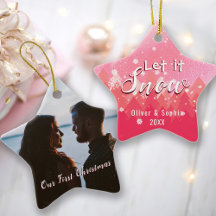 Pink Let it Snow First Christmas Photo