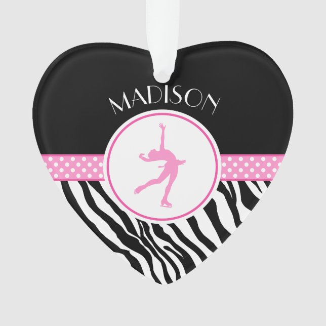 Adorno Pink Your Name Zebra Print Figure Skyting (Anverso)