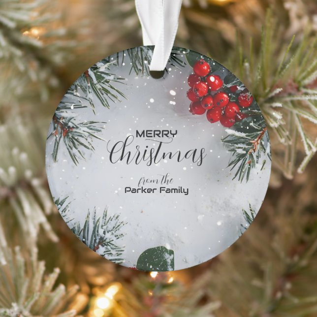 Adorno Pino cubierto de nieve, Holly Berries, sin foto (Árbol)